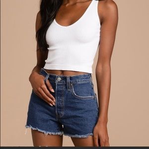 Levis 501 high rise shorts cut off dark blue washed women size 26 brand …